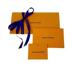 AUTHENTIC LOUIS VUITTON Gift card Receipt cards Ribbon Bundle Orange Blue Logo